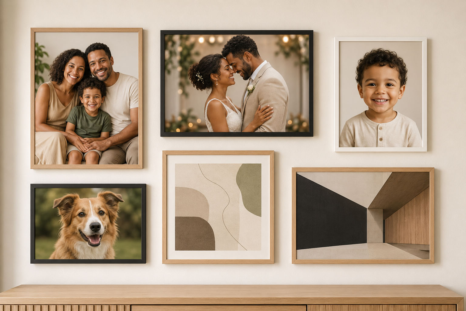 Exemplos de diferentes possibilidades de quadros personalizados