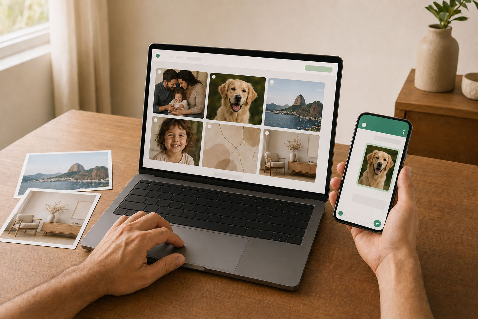 Envio online de fotos e referências para criar um quadro personalizado