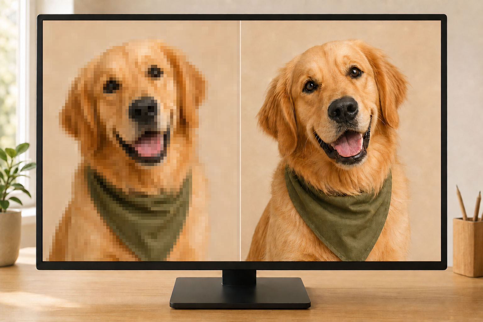 Comparação entre uma imagem comprimida e o arquivo original em alta qualidade
