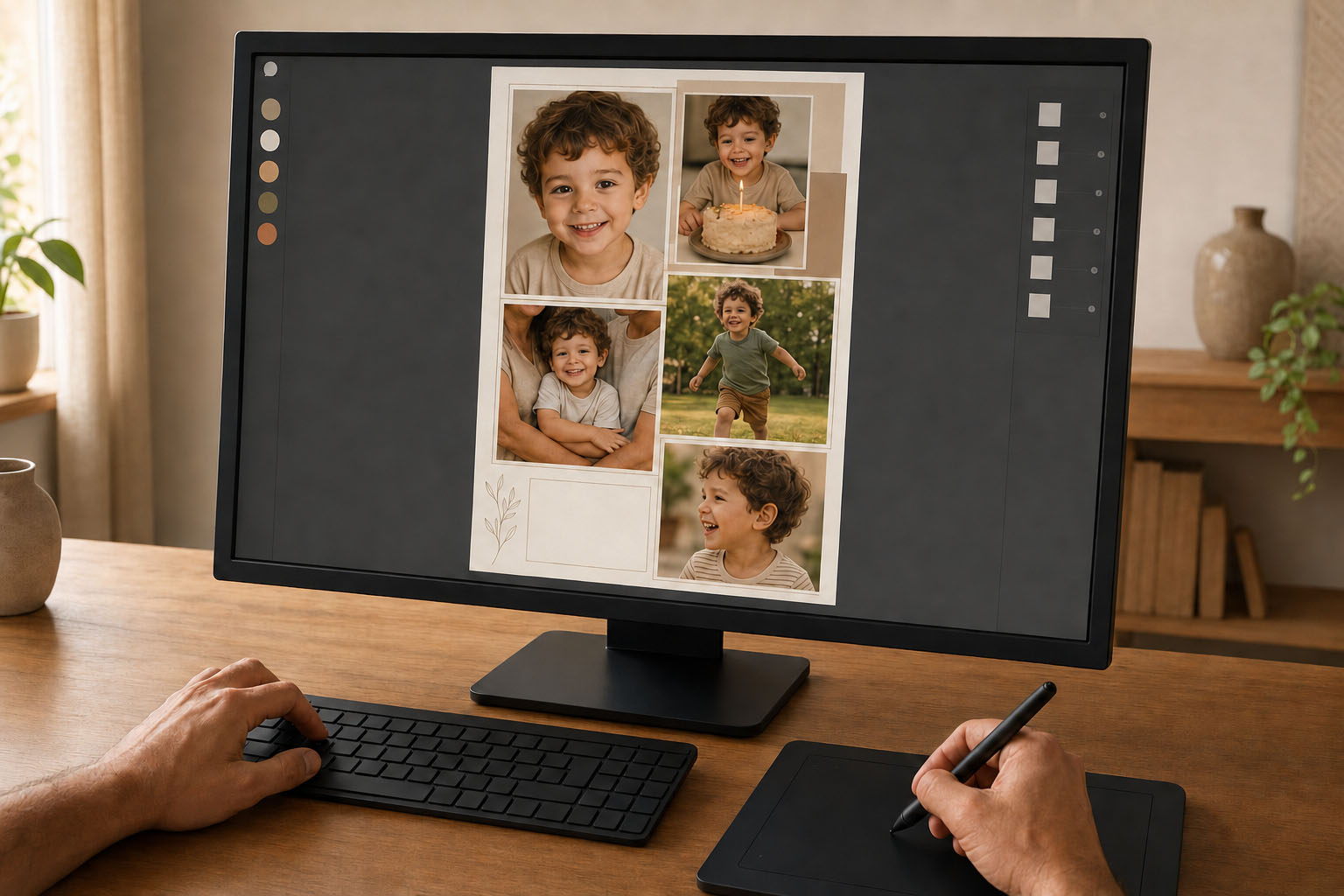 Criação de uma montagem personalizada com fotografias no computador
